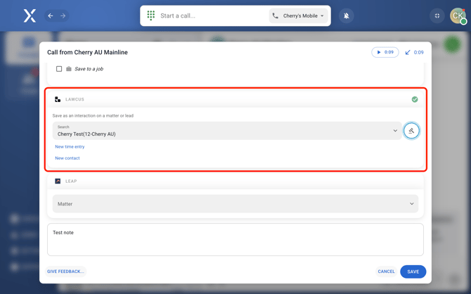 Aftercall window - matter