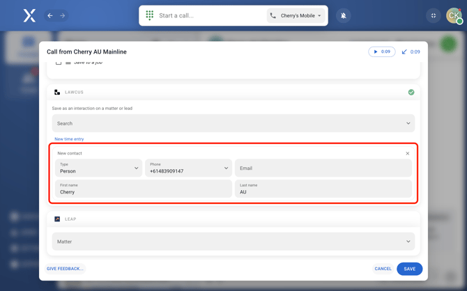 Lawcus - Add new contact