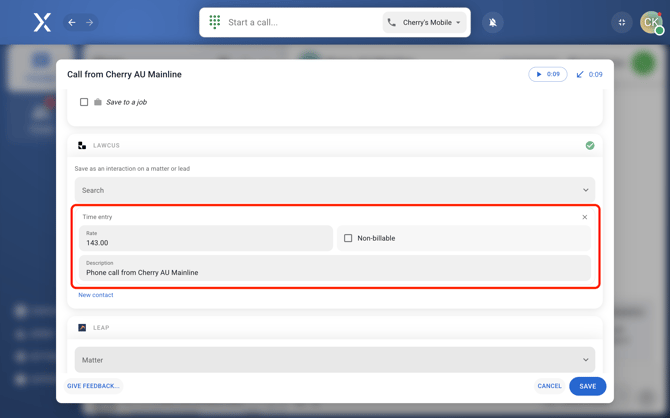 Lawcus - New time entry