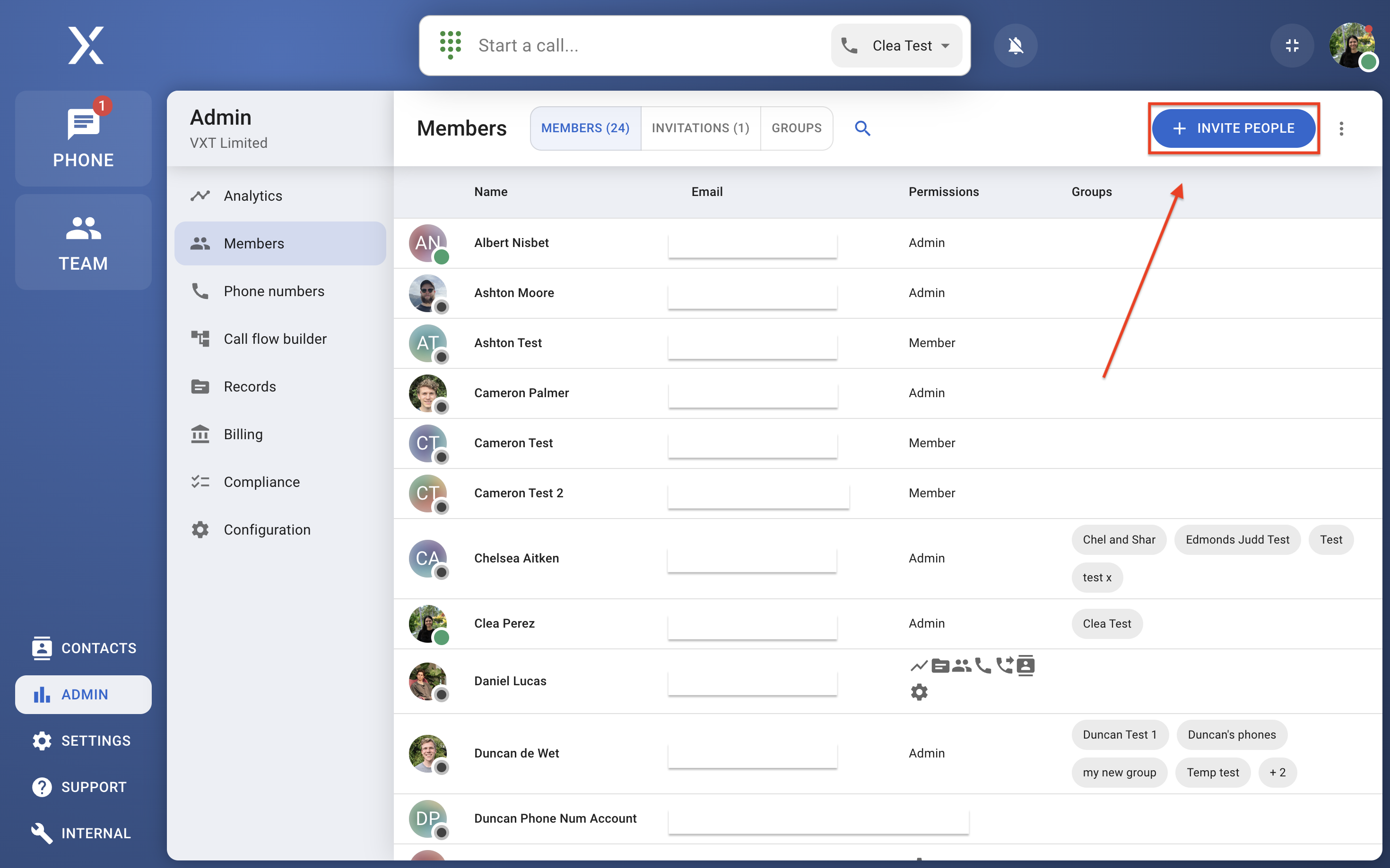 Invite new users and manage your team